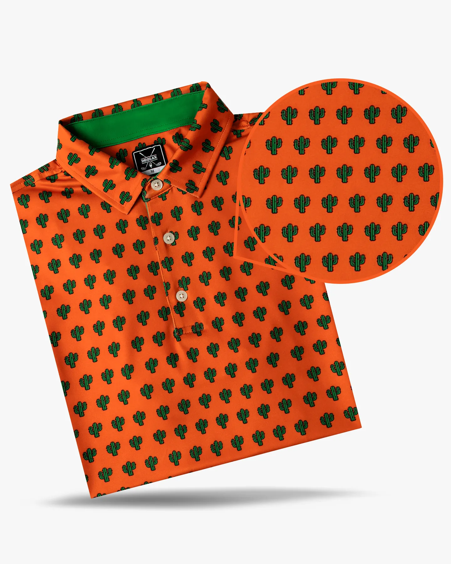  Orange Cactus Print Polo
