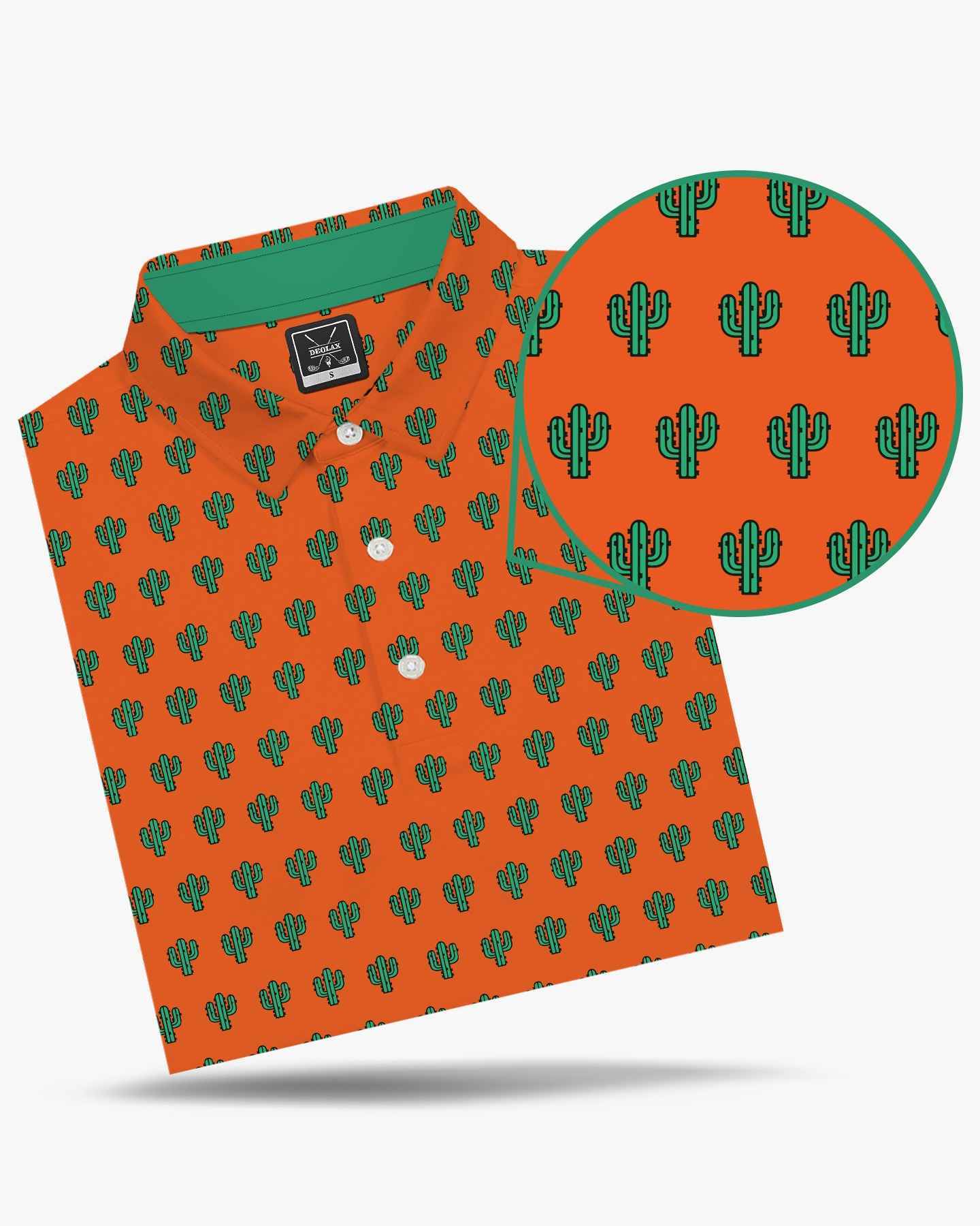 Orange Cactus Print Polo - Deolax
