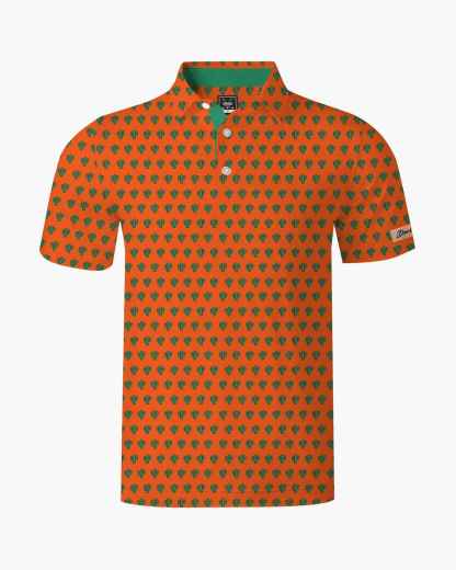  Orange Cactus Print Polo