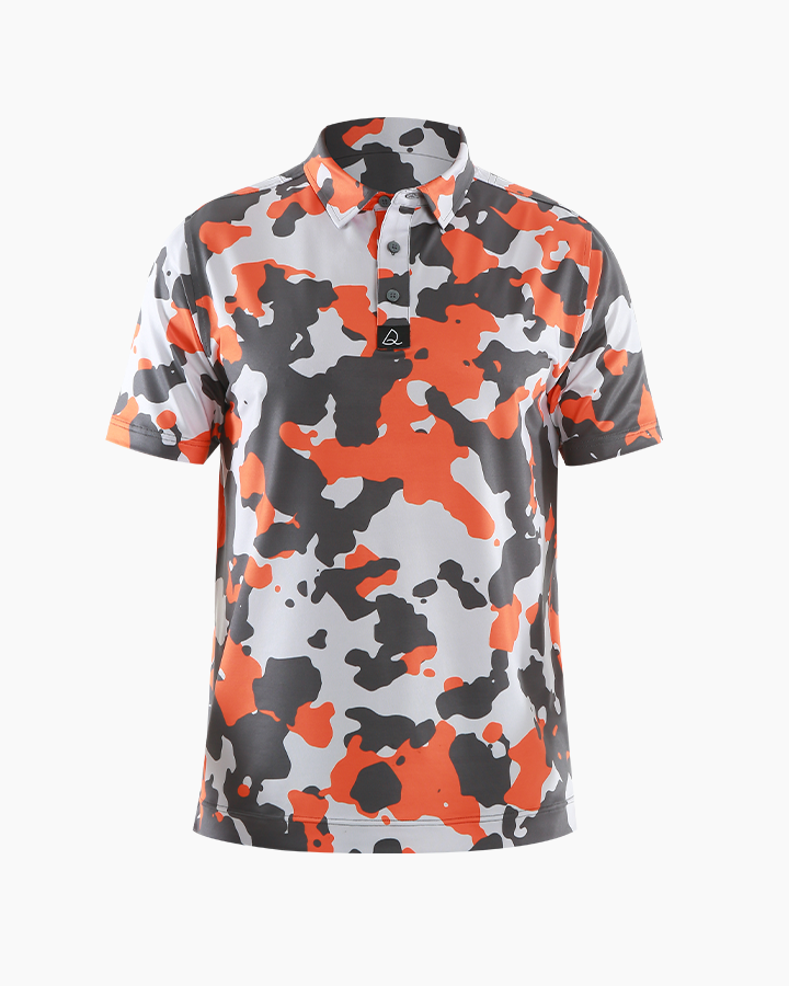 Camo CoolStretch Golf Shirt (Orange)DEOLAX