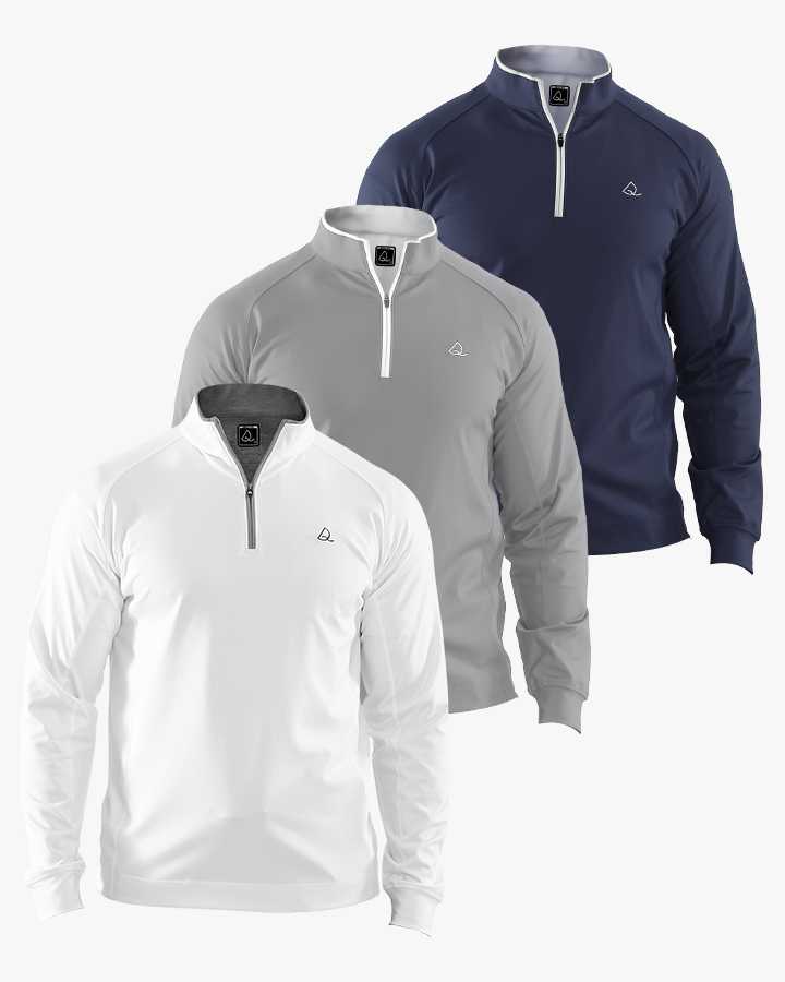 Deolax Performance 1/4 Zip Pullover 3 Pack - Navy Blue/Grey/White