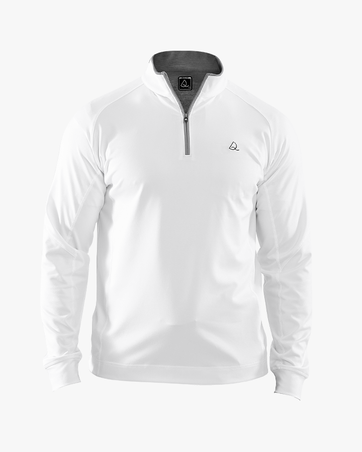 Performance Quarter Zip  Pullover in White - Deolax