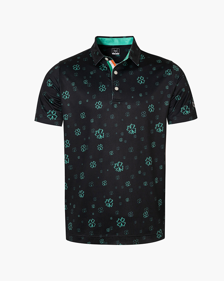 Men's Black polo shirt - Lucky Star Golf Polo - Deolax