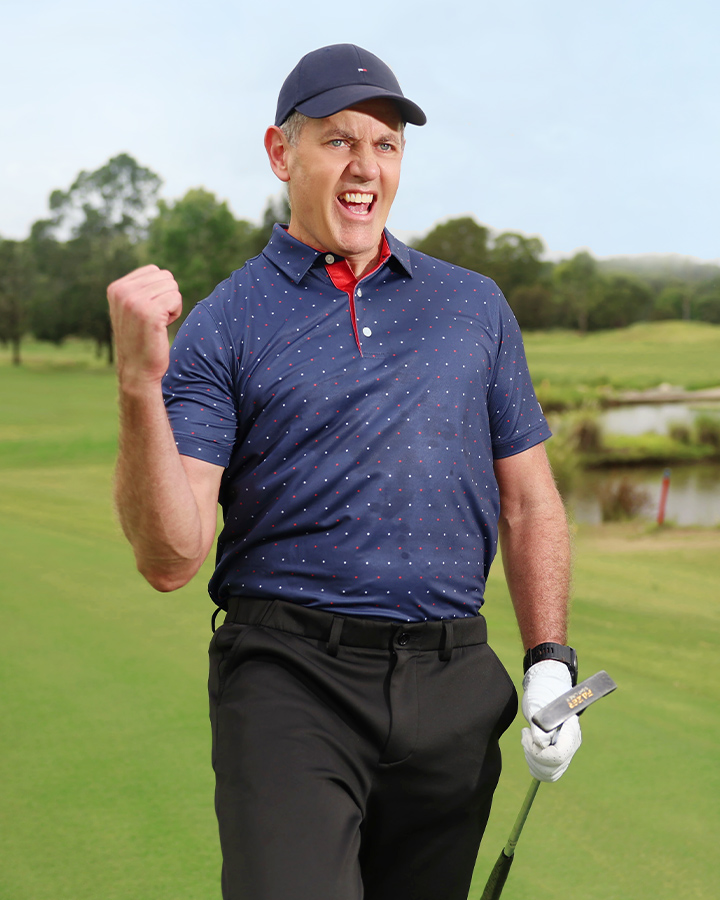 Men's Blue Printed Polo Shirt - Deolax