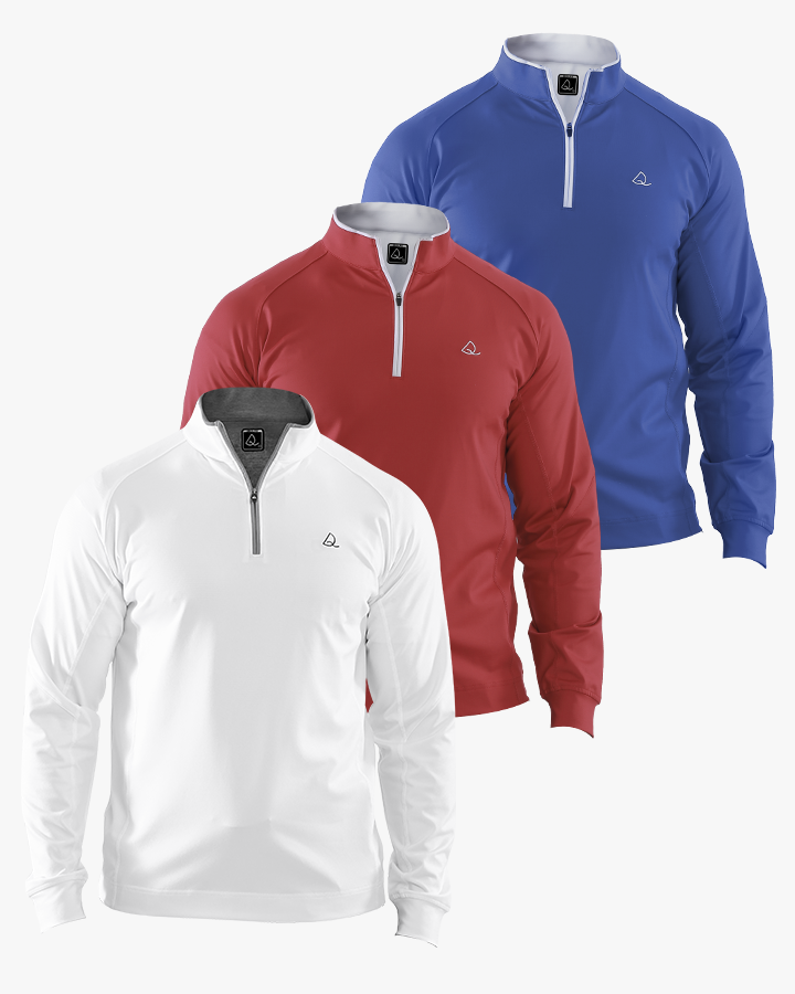 Deolax Performance 1/4 Zip Pullover 3 Pack - Blue/Red/White