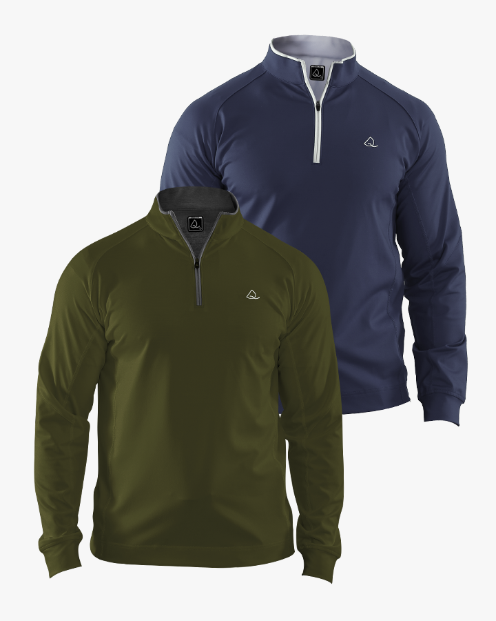 Deolax Performance Quarter Zip Pullover 2 Pack - Navy Blue/Green