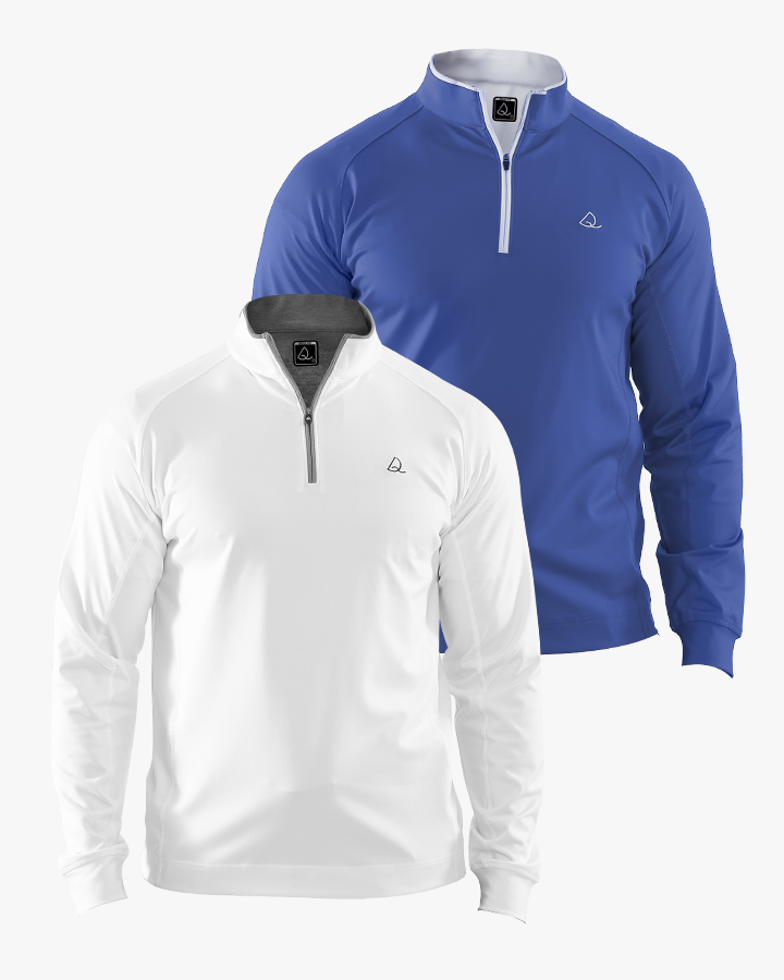 Deolax Performance Quarter Zip Pullover 2 Pack - Blue/White