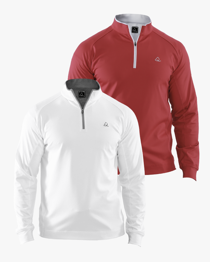 Deolax Performance Quarter Zip Pullover 2 Pack - Red/White