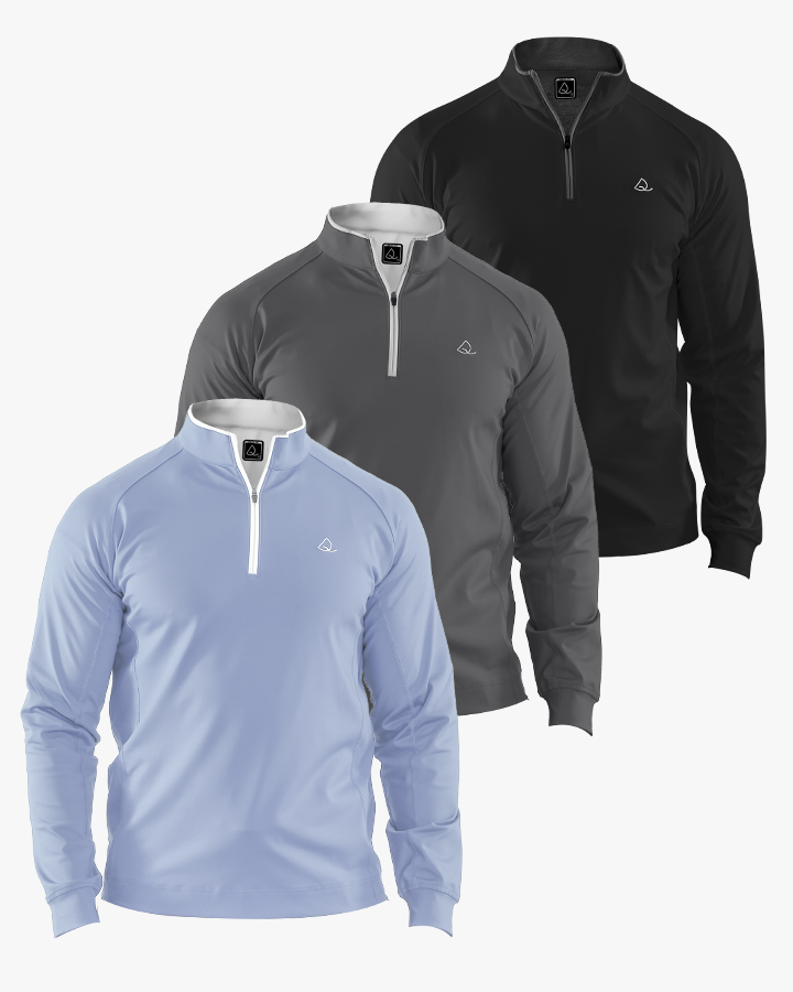 Deolax Performance 1/4 Zip Pullover 3 Pack - Black/Grey/Blue