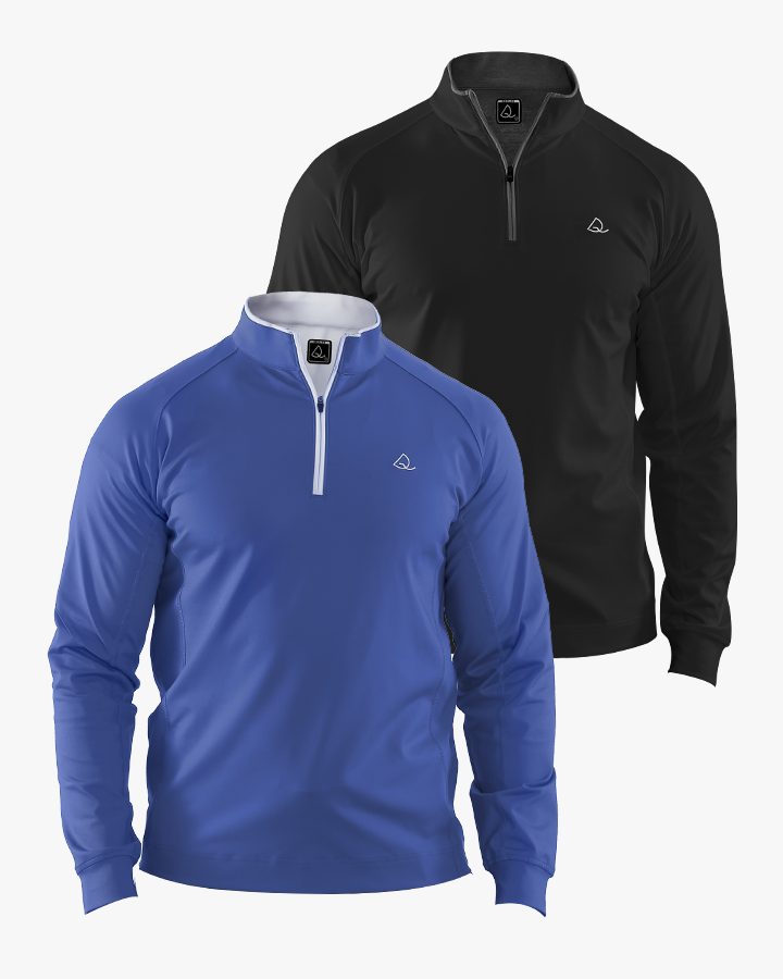 Deolax Performance Quarter Zip Pullover 2 Pack - Black/Blue