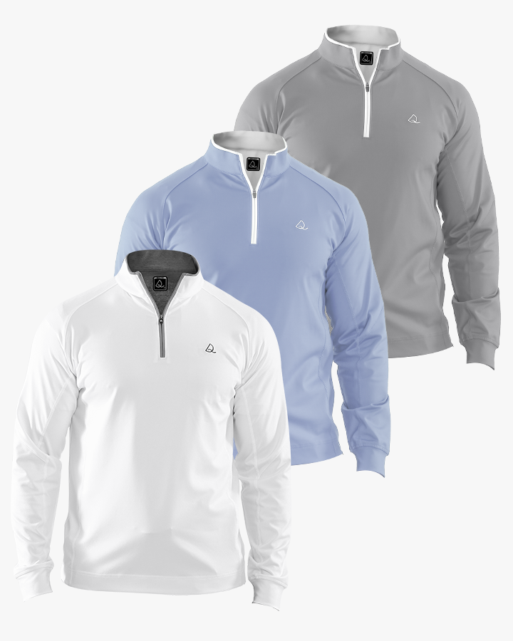 Deolax Performance 1/4 Zip Pullover 3 Pack - Grey/Blue/White