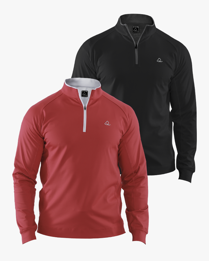 Deolax Performance Quarter Zip Pullover 2 Pack - Red/Black