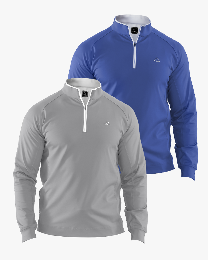 Deolax Performance Quarter Zip Pullover 2 Pack - Blue/Grey
