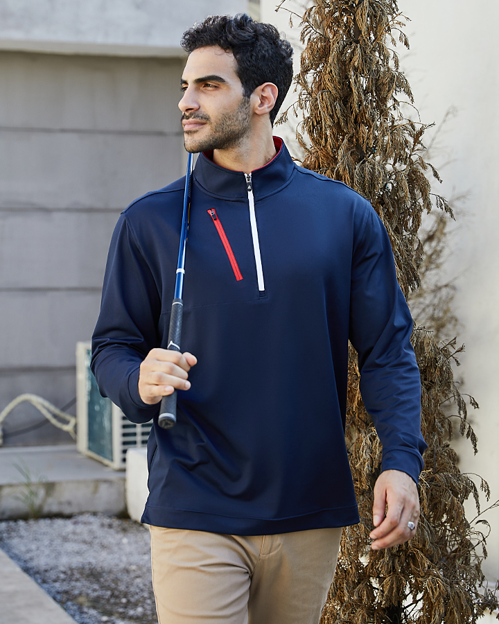 Deolax Zipper Performance Quarter Zip - Blue
