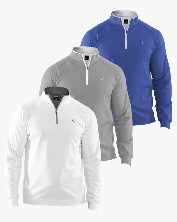 Deolax Performance 1/4 Zip Pullover 3 Pack - Blue/Grey/White