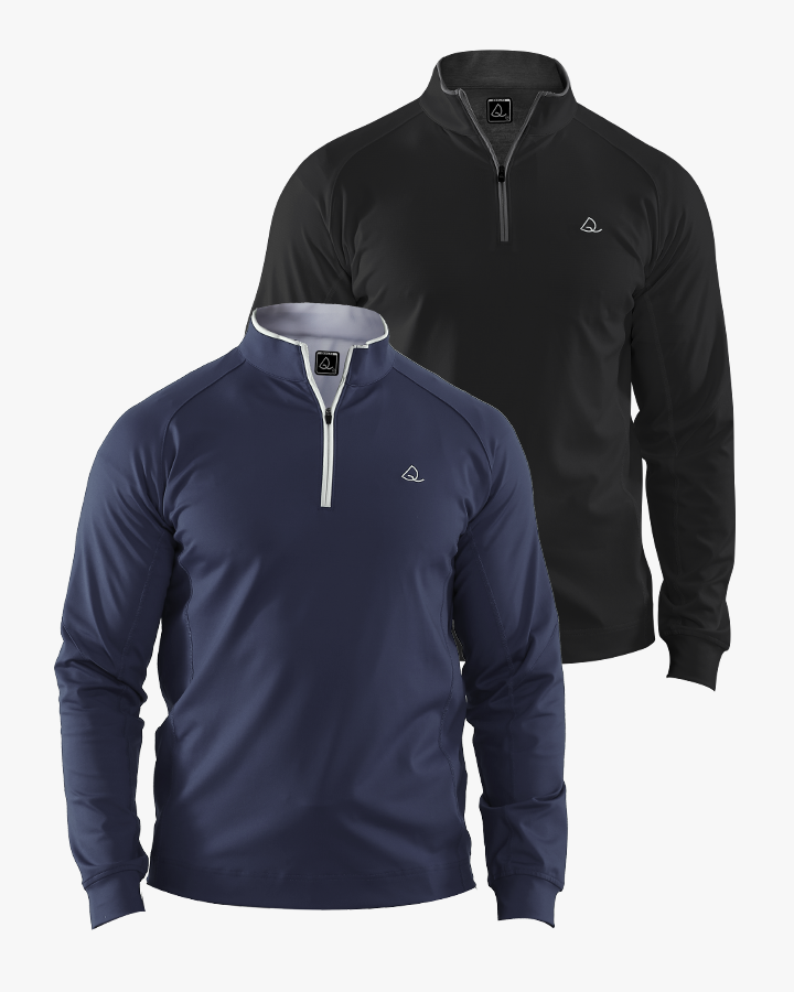 Deolax Performance Quarter Zip Pullover 2 Pack - Navy Blue/Black
