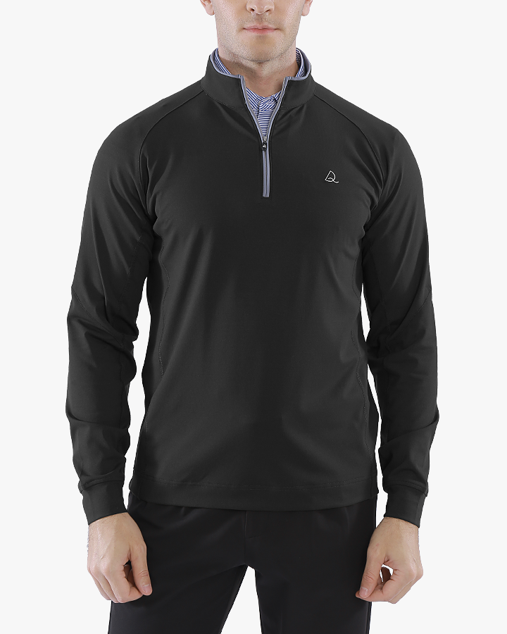Deolax Performance Quarter Zip Pullover: Black