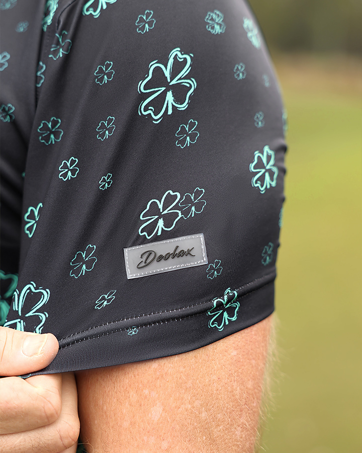 Men's Black polo shirt - Lucky Star Golf Polo - Deolax