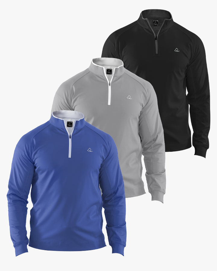 Deolax Performance 1/4 Zip Pullover 3 Pack - Black/Grey/Blue