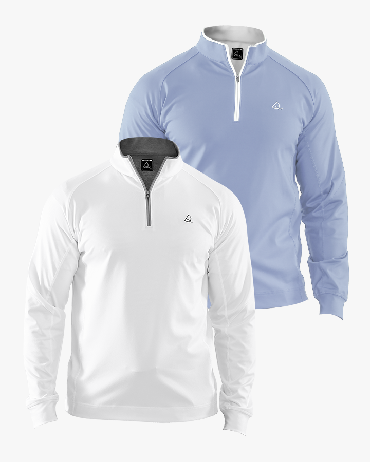 Deolax Performance Quarter Zip Pullover 2 Pack - Blue/White