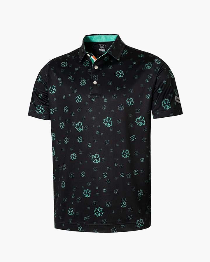 Men's Black polo shirt - Lucky Star Golf Polo - Deolax