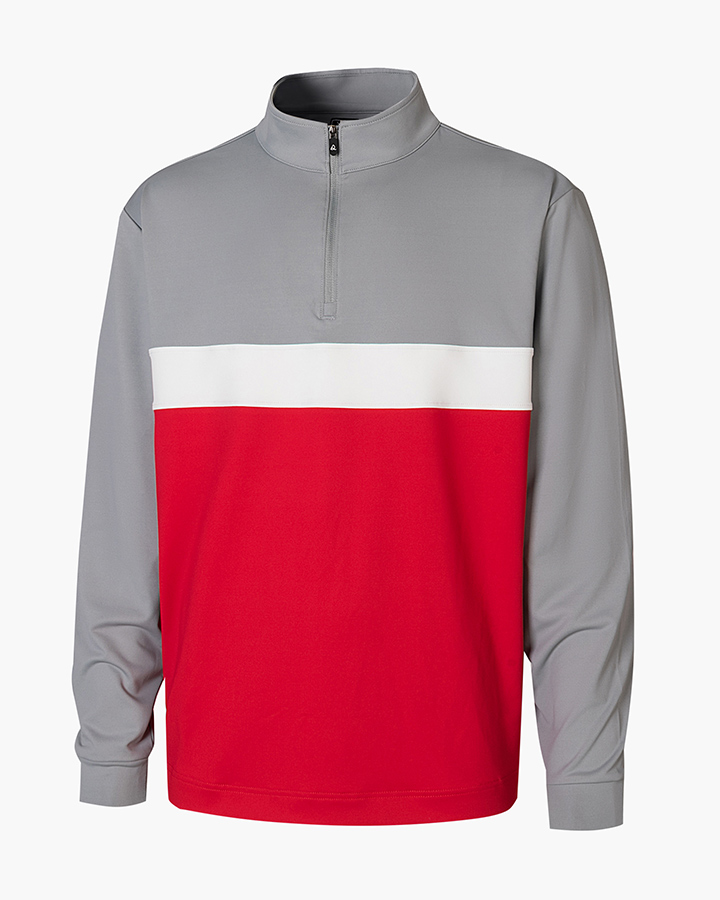 Deolax British style Quarter Zip Sweater - Red & Grey