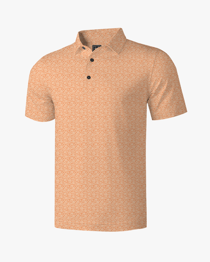 Artistic Floral Polo Shirts in Orange - Deolax