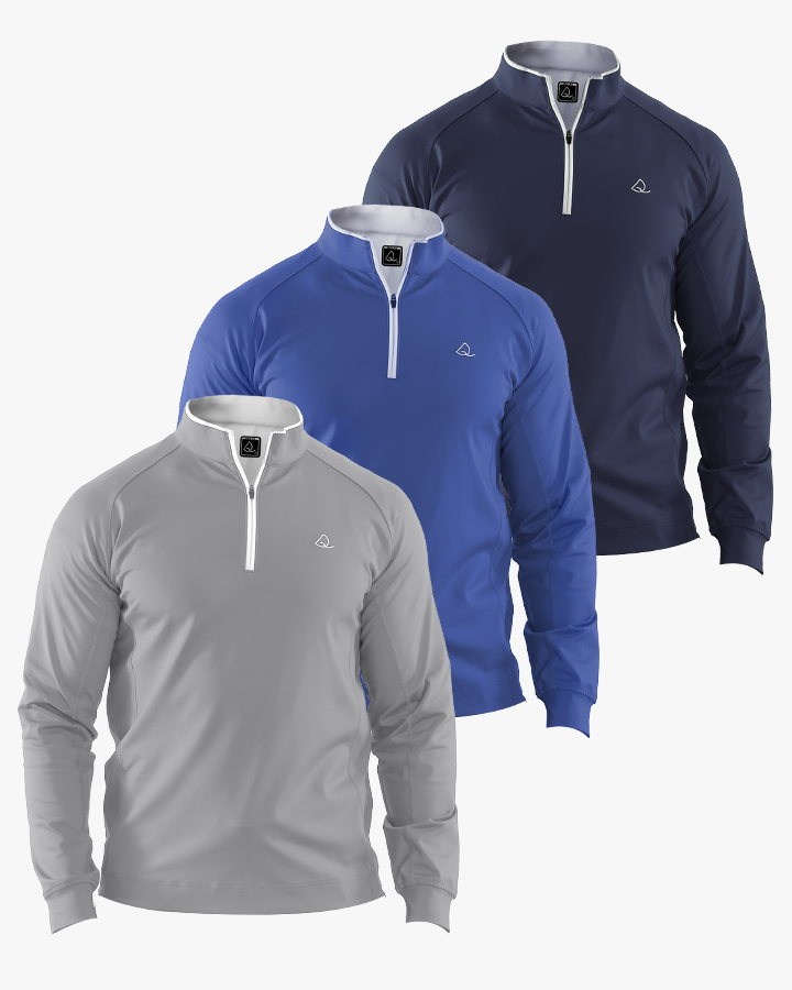 Deolax Performance 1/4 Zip Pullover 3 Pack - Drak Blue/Blue/Grey