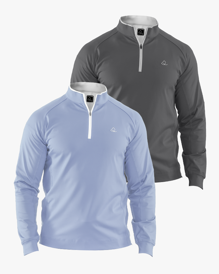 Deolax Performance Quarter Zip Pullover 2 Pack - Blue/Dark Gray