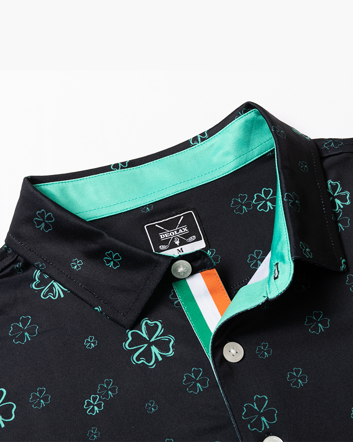 Men's Black polo shirt - Lucky Star Golf Polo - Deolax