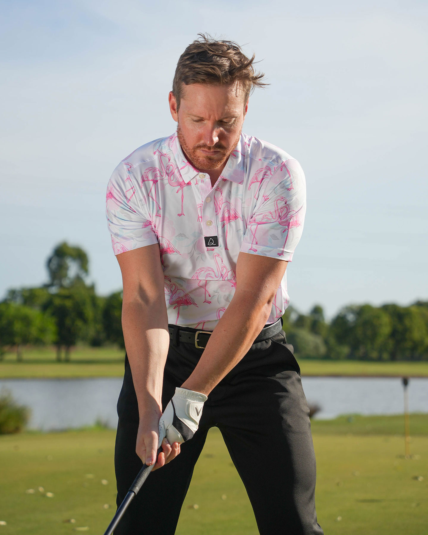 Flamingo Summer Polo Shitrs in Pink - Deolax 