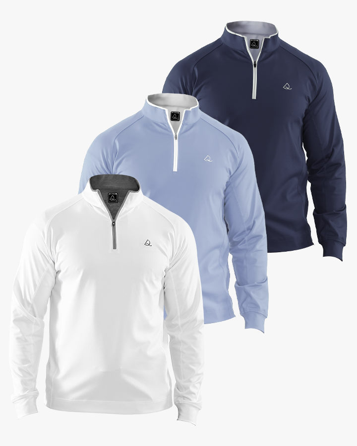 Deolax Performance 1/4 Zip Pullover 3 Pack - Navy Blue/Blue/White
