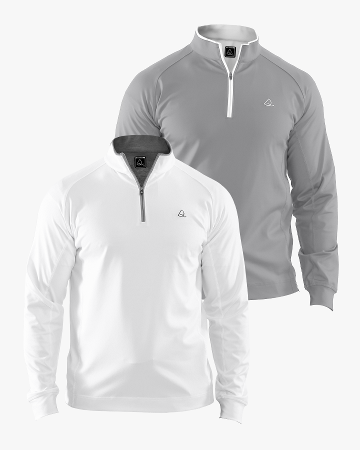 Deolax Performance Quarter Zip Pullover 2 Pack - White/Grey
