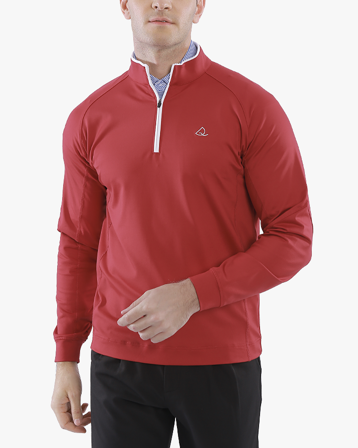Performance Quarter Zip  Pullover in Red - Deolax