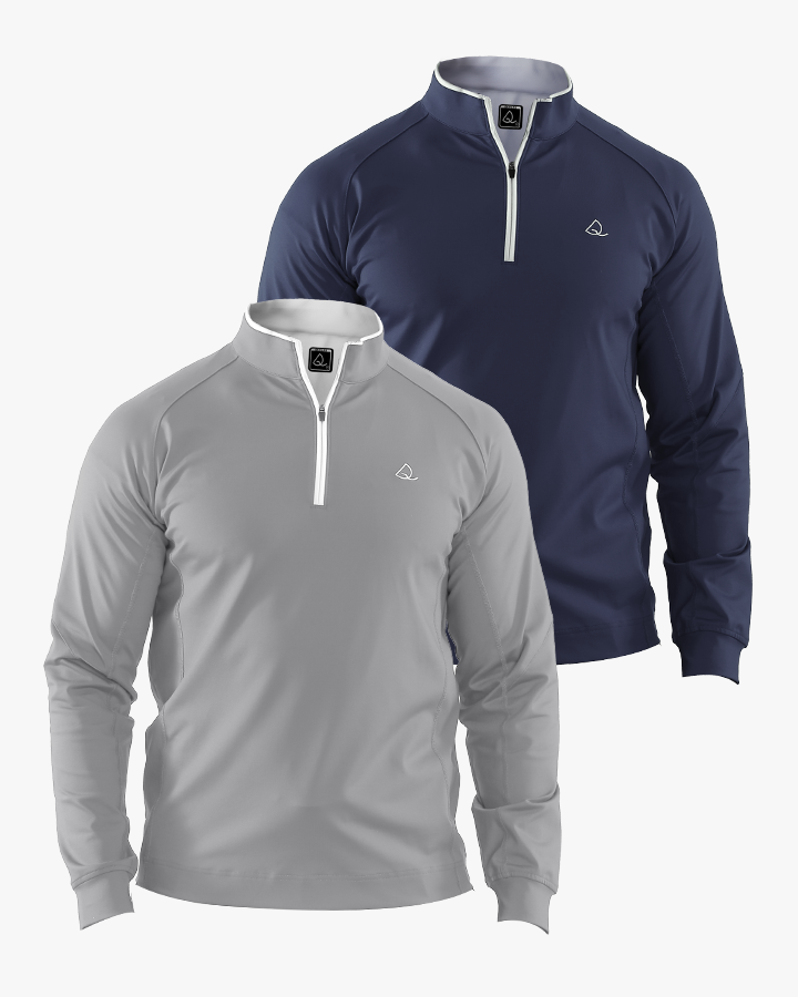 Deolax Performance Quarter Zip Pullover 2 Pack - Navy Blue/Grey