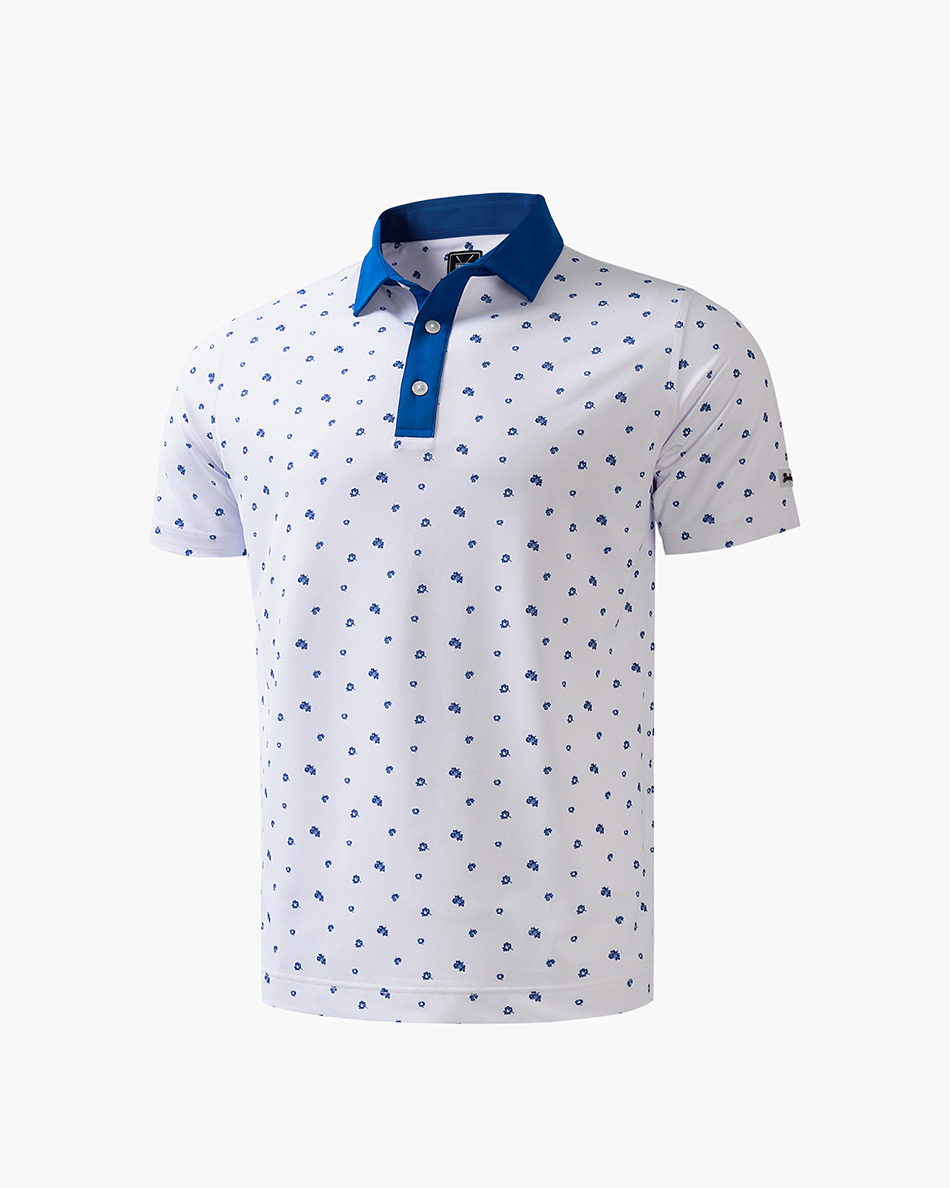 Men's white Julian Pique Short Sleeve Polo by Deolax - Golf Polo