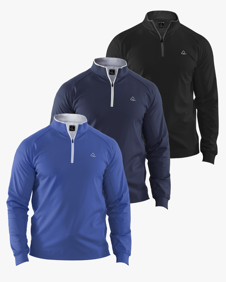 Deolax Performance 1/4 Zip Pullover 3 Pack - Black/Drak Blue/Blue