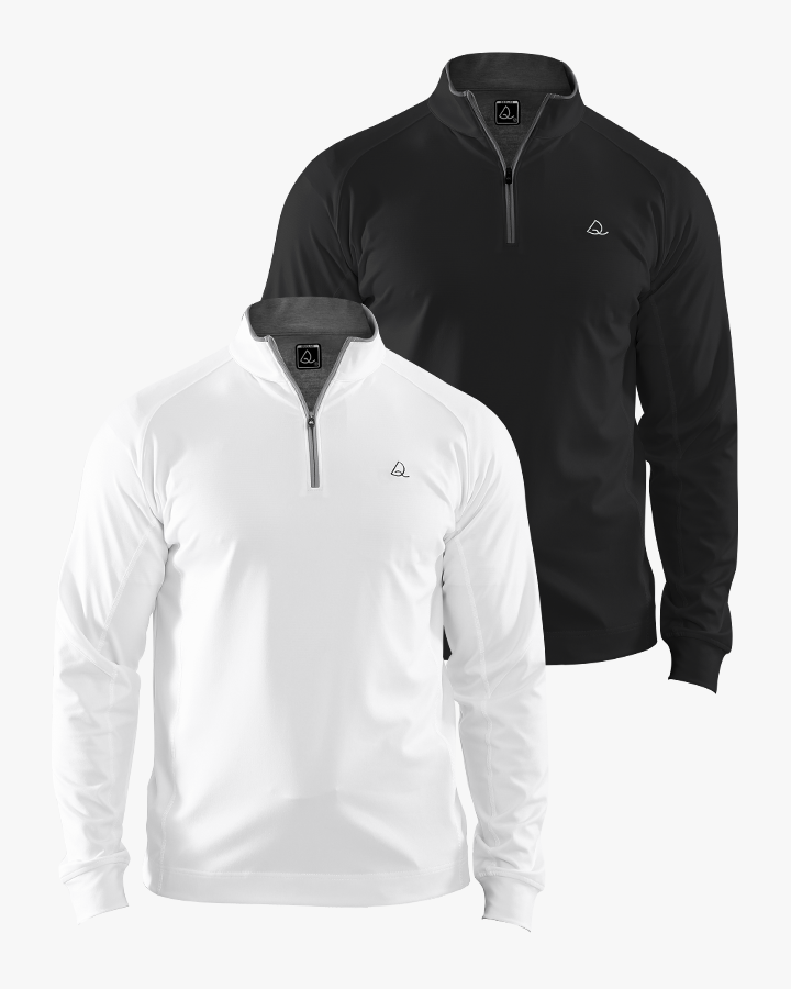 Deolax Performance Quarter Zip Pullover 2 Pack - Black/White
