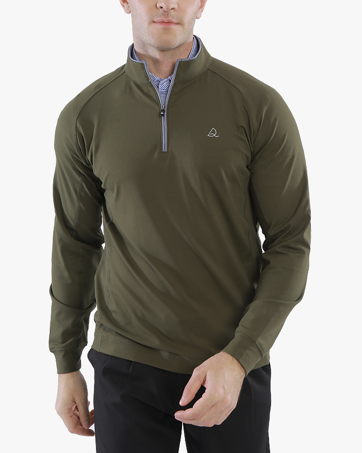 Performance Quarter Zip  Pullover in Green - Deolax