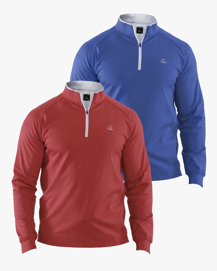 Deolax Performance Quarter Zip Pullover 2 Pack - Blue/Red