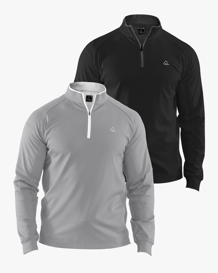 Deolax Performance Quarter Zip Pullover 2 Pack - Black/Grey