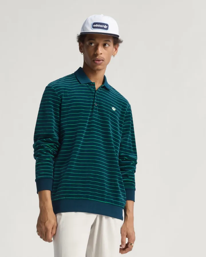 Adidas originals velour long sleeve polo