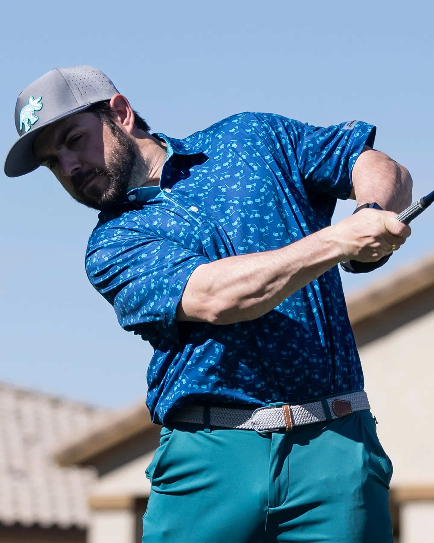 Albatross Polo - Navy Blue with Golf Carts