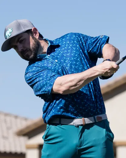 Albatross Polo - Navy Blue with Golf Carts