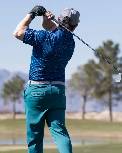 Albatross Polo - Navy Blue with Golf Carts