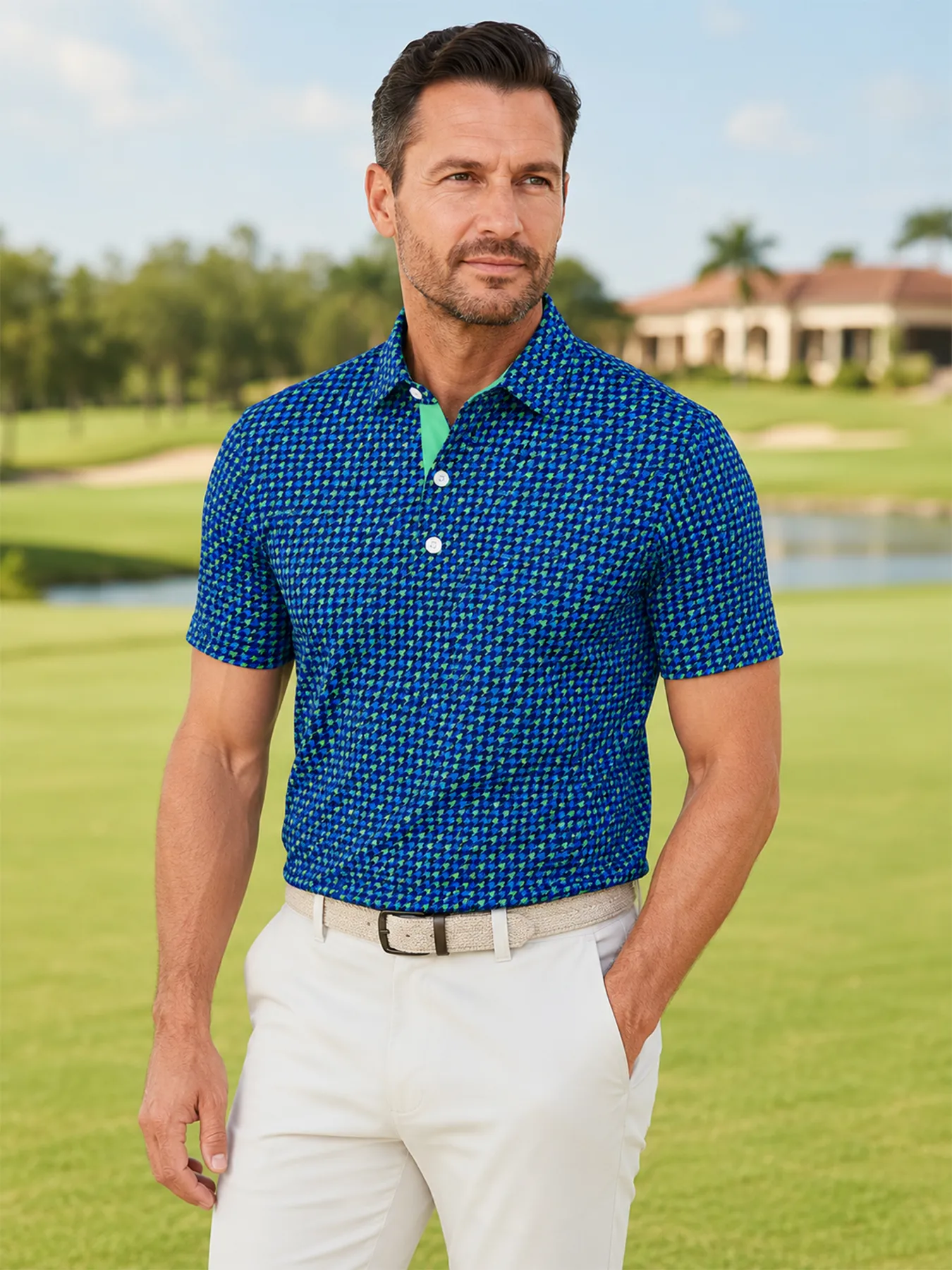 Aurora Houndstooth Polo