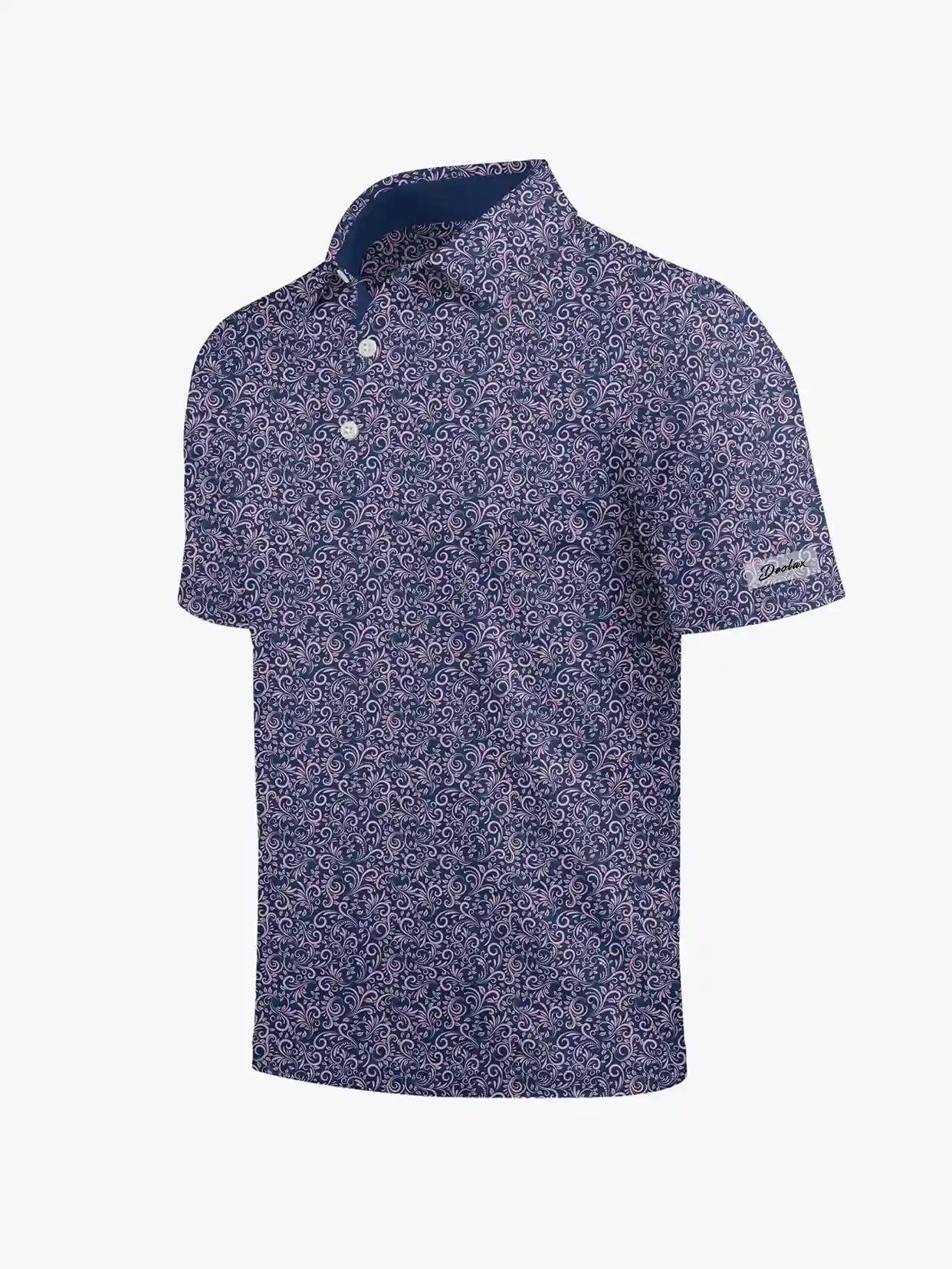 Back Nine Men's Navy Paisley Polo - Deolax