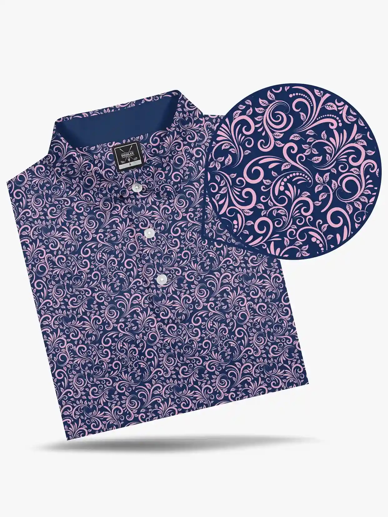 Back Nine Men's Navy Paisley Polo - Deolax