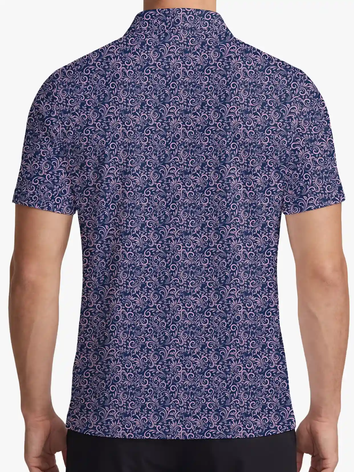 Back Nine Men's Navy Paisley Polo - Deolax