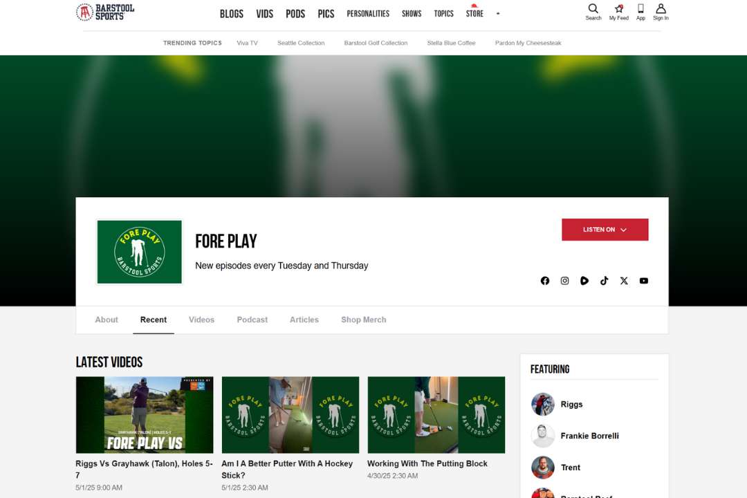 Barstool Sports' Fore Play Golf Newsletter